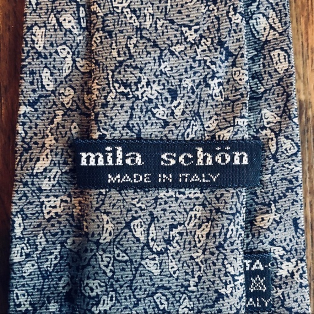 Mila Schön Blue & White Floral Silk Tie